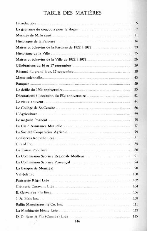 Table des matières