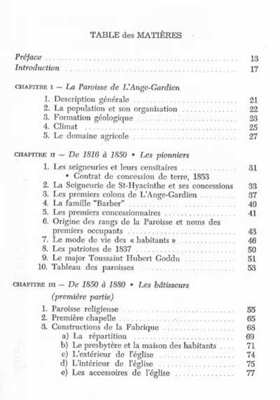 Table des matières